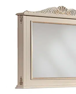 Luxusní a designová zrcadla Estila Luxusní klasické bílé obdélníkové zrcadlo Emociones s vyřezávanými prvky a detaily 90 cm