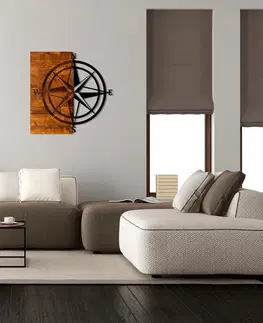 Nástěnné dekorace Nástěnná dekorace dřevo SMĚROVÁ RŮŽICE 58 x 58 cm