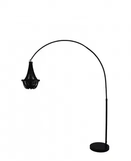 Designové a luxusní stojící lampy Estila Moderní stojací lampa Lincoln černé barvy z jemných kovových řetězů 189-204cm