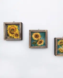 Obrazy Wallity Sada nástěnných obrazů Sunflowers 15x15 cm 3 ks žlutá