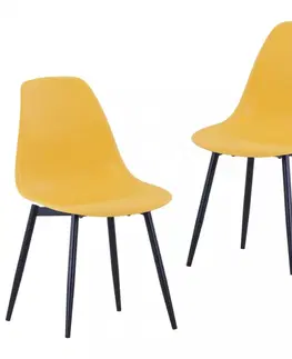 Židle Jídelní židle 2 ks plast / kov Dekorhome Petrolejová