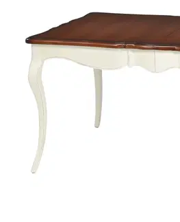 Designové a luxusní jídelní stoly Estila Luxusní provence masivní rozkládací jídelní stůl s tmavou vrchní deskou a bílou konstrukcí 230cm