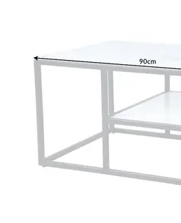 Konferenční stolky LuxD Designový konferenční stolek Latrisha 90 cm bílý - vzor mramor - II. třída
