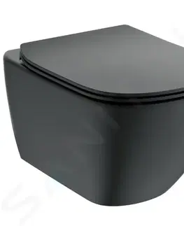 Záchody IDEAL STANDARD Tesi Závěsné WC se sedátkem softclose, Aquablade, černá T3546V3