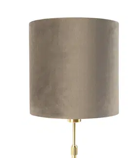 Stolni lampy Stolní lampa zlatá / mosaz s velurovým odstínem taupe 25 cm - Parte