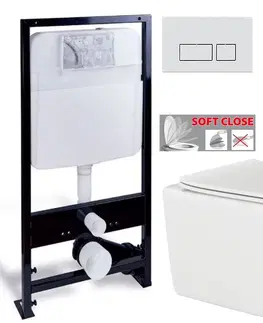 WC sedátka PRIM předstěnový instalační systém s chromovým matným tlačítkem  20/0040+ WC INVENA PAROS  + SEDÁTKO PRIM_20/0026 40 RO1