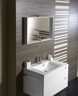 Koupelnový nábytek SAPHO WAVE umyvadlová skříňka 79,7x45x47,8cm, bílá/dub stříbrný WA080-3011