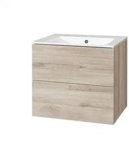 Koupelnový nábytek MEREO Aira, koupelnová skříňka s keramickým umyvadlem 61 cm, dub Kronberg CN720