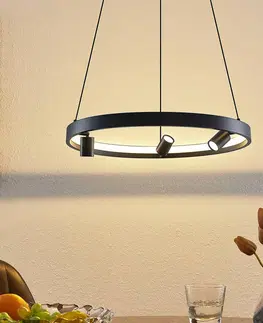 Závěsná světla Lucande Lucande Paliva LED závěsné světlo, 48 cm, černá