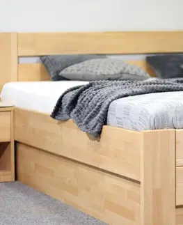 s úložným prostorem Zvýšená postel dvoulůžko s úložným prostorem Trinity, 160x210, masiv buk