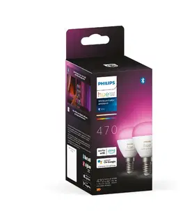 LED žárovky Philips HUE SET 2x WACA LED Luster žárovka E14 5,1W 470lm 2000-6500K RGB IP20, stmívatelné