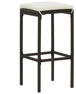 Zahradní židle Zahradní barové židle 2 ks polyratan / látka Dekorhome Hnědá