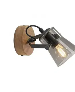 Industriální bodová svítidla LEUCHTEN DIREKT is JUST LIGHT nástěnné svítidlo 1 ramenné přírodní dřevo dub nastavitelné LD 11447-79