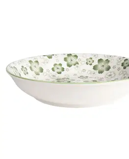 Mísy a misky Zelený hluboký talíř Martine – Ø 20*4 cm Clayre & Eef 6CEBO0049