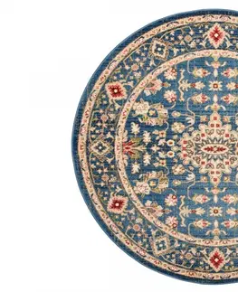 Kulaté a oválné koberce Kulatý vintage koberec v modré barvě Šírka: 170 cm