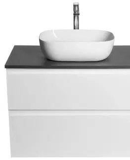Koupelnový nábytek AQUALINE ALTAIR skříňka s deskou 87,5 cm, bílá/antracit břidlice AI290-03