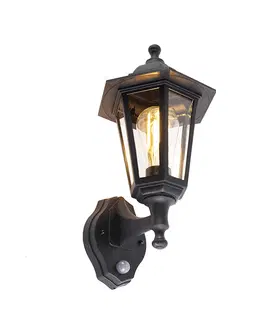 Venkovni nastenne svetlo Klasické venkovní nástěnné svítidlo černé s pohybovým senzorem - New Haven