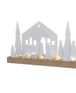 Vánoční dekorace Solight LED zimní vesnička, modulární, 14 prvků, 10x LED, 2x AAA