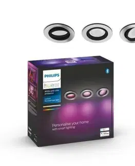 Chytré osvětlení Hue Bluetooth LED White and Color Ambiance set 3ks Zapuštěných bodových svítidel Philips Centura 8719514342866 GU10 3x5,7W 3x350lm 2000-6500K RGB IP20 hliníkové, stmívatelné