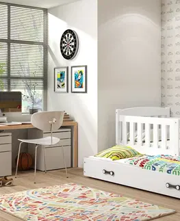 Postele BMS Dětská postel KUBUŠ 2 s přistýlkou | bílá Barva: Bílá / bílá, Rozměr: 200 x 90 cm