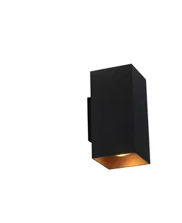 Nastenna svitidla Designové nástěnné svítidlo černé se zlatým čtvercem - Sab