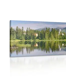 Obrazy přírody a krajiny Obraz nádherné panorama hor u jezera