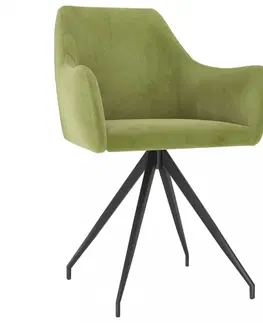 Židle Jídelní křeslo 2 ks samet / kov Dekorhome Tmavě zelená
