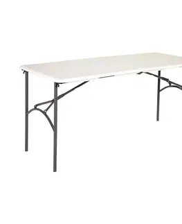 Zahradní stolky Skládací stůl 150 cm bílá / černá Dekorhome