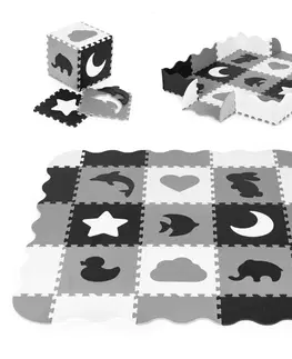Pěnové puzzle na zem ECOTOYS Pěnové puzzle s 25 dílky ANIM černo-bílé