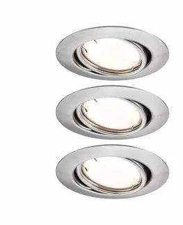 Chytré osvětlení PAULMANN LED vestavné svítidlo Smart Home Zigbee Base Coin základní sada výklopné kruhové 90mm 20° 3x4,9W 230V stmívatelné 3000K kov kartáčovaný 924.64