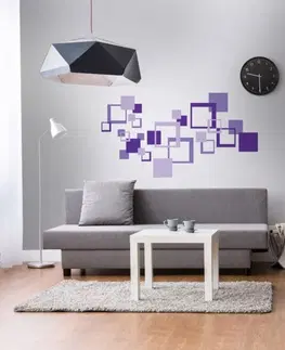 Nálepky Dekorační nálepky na stěnu fialové čtverce