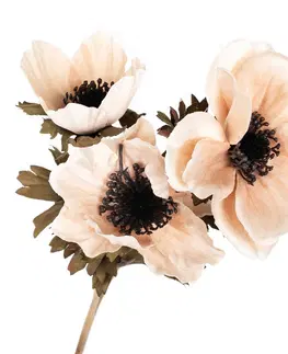 Květiny Umělá květina Anemónka krémová, 3 květy, 56 x 17 cm
