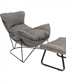 Relaxační křesla KARE Design Křeslo s podnožkou Snuggle - šedé, (set 2 kusů)