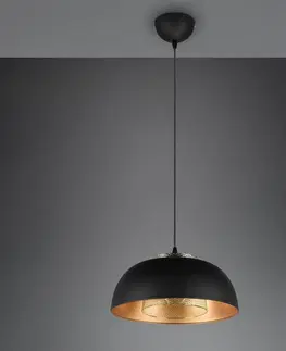 Závěsná světla Reality Leuchten Závěsné svítidlo Punch černé/zlaté jednosvětlo Ø 35 cm