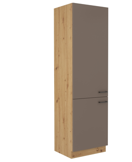 Kuchyňské linky ARCENIO, skříňka vysoká na vestavnou lednici 60 LO-210 2F, korpus: dub artisan, dvířka: lanýžově šed