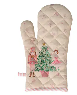 Chňapky Béžová chňapka - rukavice s Louskáčkem a baletkou Pastel Nutcracker - 18*30 cm Clayre & Eef PNC44