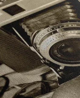 Černobílé obrazy Obraz starý fotoaparát v sépiovém provedení