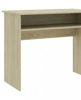 Pracovní stoly Psací stůl s policí 90x50 cm Dekorhome Dub sonoma / bílá