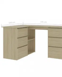 Kancelářské skříně Rohový psací stůl se šuplíky 145x100 cm Dekorhome Šedá