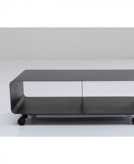 TV stolky - televizní stolky KARE Design TV stolek na kolečkách Lounge - šedý, 90x30cm