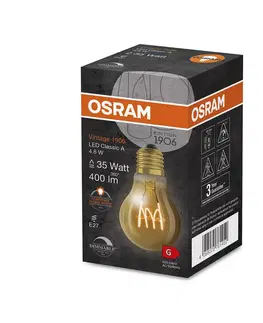 Stmívatelné LED žárovky OSRAM OSRAM Vintage 1906 Classic A LED E27 4,8W zlatá