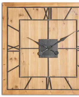 Stylové a designové hodiny Estila Industriální jedinečné velké čtvercové nástěnné hodiny Faarzal s římskými číslicemi 90cm