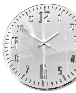 Nástěnné hodiny Bílé nástěnné hodiny v retro stylu se stříbrným ciferníkem