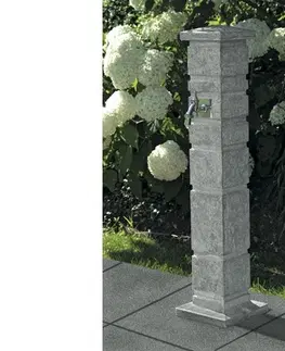 Sudy na vodu Prosperplast Zahradní sloupek s kohoutkem RAMON světle šedý granit