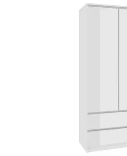Komody Expedo Skříň ARIVA S90, 90x180x51, bílá/bílá lesk