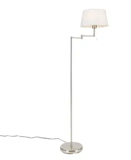 Stojaci lampy Klasická stojací lampa z oceli s nastavitelným bílým stínidlem - Ladas