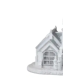 Svícny Bílý svítící vánoční domek -  24*16*27cm J-Line by Jolipa 96034