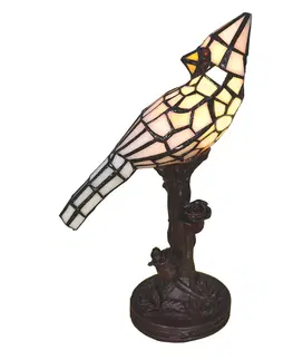 Svítidla Stolní lampa Tiffany White Parrot - 15*12*33 cm E14/max 1*25W Clayre & Eef 5LL-6102N