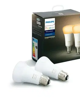 LED žárovky PHILIPS HUE Hue Bluetooth LED White Ambiance žárovka E27 A19 6W 806lm 2200K-6500K set 2 ks