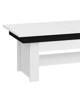 Konferenční stolky Konferenční stolek ARARAT rozkládací lesklý, barva: bílá/černý lesk, 5 let záruka